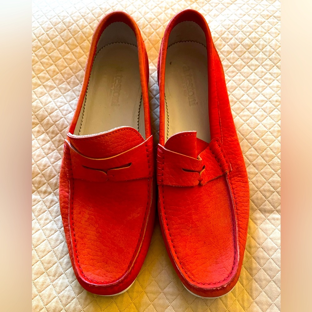 A.Testoni Tangerine suede men’s loafers